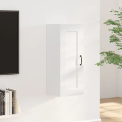 vidaXL Armario colgante madera contrachapada blanco brillo 35x34x90 cm