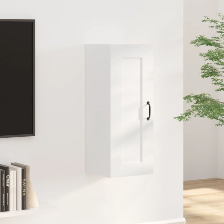 vidaXL Armario colgante madera contrachapada blanco brillo 35x34x90 cm