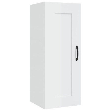 vidaXL Armario colgante madera contrachapada blanco brillo 35x34x90 cm