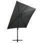vidaXL Sombrilla voladiza con poste y luces LED gris antracita 250 cm vidaXL Sombrilla voladiza con poste y luces LED gris antracita 250 cm