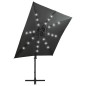 vidaXL Sombrilla voladiza con poste y luces LED gris antracita 250 cm vidaXL Sombrilla voladiza con poste y luces LED gris antracita 250 cm