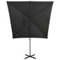 vidaXL Sombrilla voladiza con poste y luces LED gris antracita 250 cm vidaXL Sombrilla voladiza con poste y luces LED gris antracita 250 cm