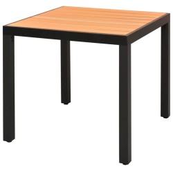 vidaXL Mesa de jardín de aluminio y WPC marrón 80x80x74 cm