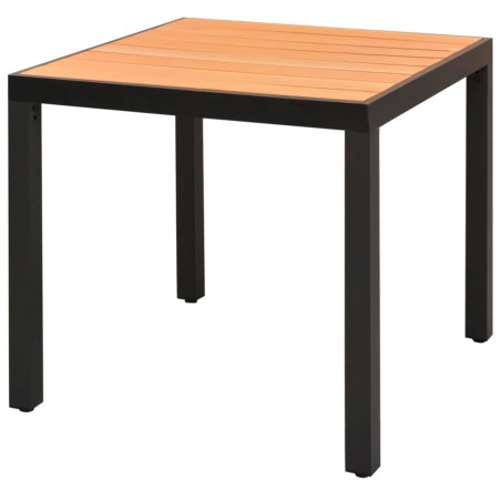 vidaXL Mesa de jardín de aluminio y WPC marrón 80x80x74 cm