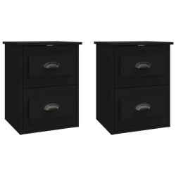 vidaXL Mesitas de noche de pared 2 uds negras 41,5x36x53 cm