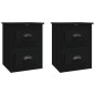 vidaXL Mesitas de noche de pared 2 uds negras 41,5x36x53 cm