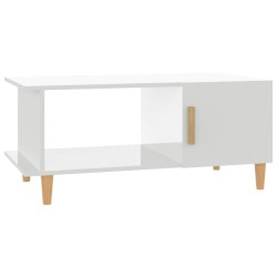 vidaXL Mesa de centro madera contrachapada blanco brillo 90x50x40 cm