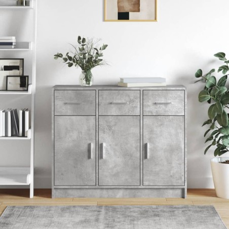 vidaXL Aparador madera de ingeniería gris hormigón 91x28x75 cm
