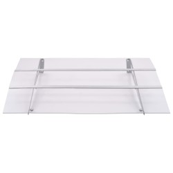 vidaXL Marquesina puerta policarbonato plata y transparente 120x90 cm  