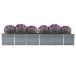 vidaXL Arriate de jardín de acero galvanizado gris 480x80x77 cm