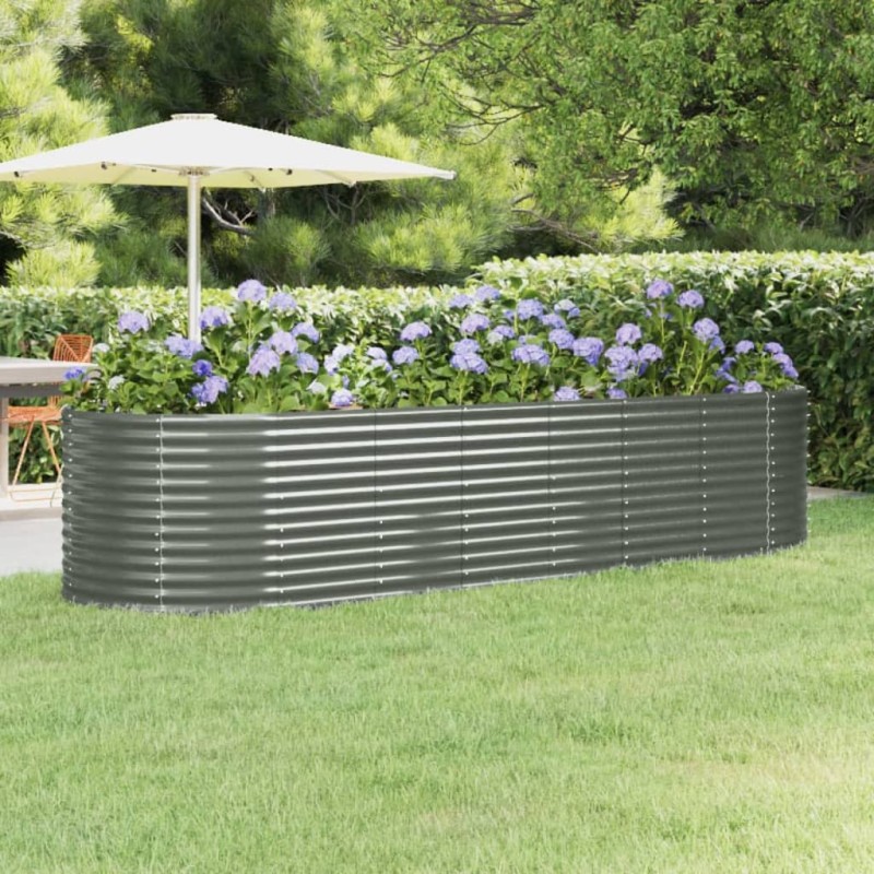 vidaXL Jardinera arriate acero recubrimiento polvo gris 322x100x68 cm vidaXL Jardinera arriate acero recubrimiento polvo gris 322x100x68 cm