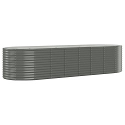 vidaXL Jardinera arriate acero recubrimiento polvo gris 322x100x68 cm