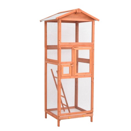 vidaXL Jaula para pájaros madera maciza de abeto 68x62x166 cm