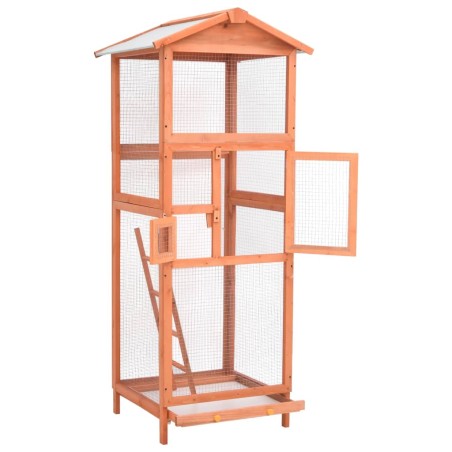 vidaXL Jaula para pájaros madera maciza de abeto 68x62x166 cm