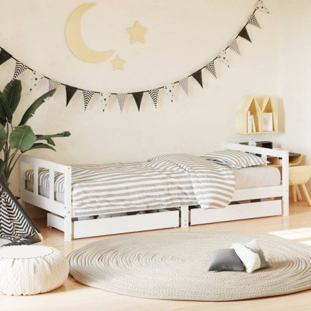 vidaXL Estructura cama niños con cajones madera pino blanco 90x200 cm