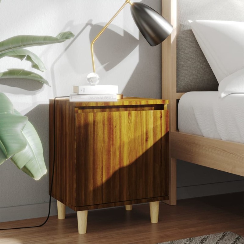 vidaXL Mesitas de noche 2 uds con patas madera marrón roble 40x30x50cm