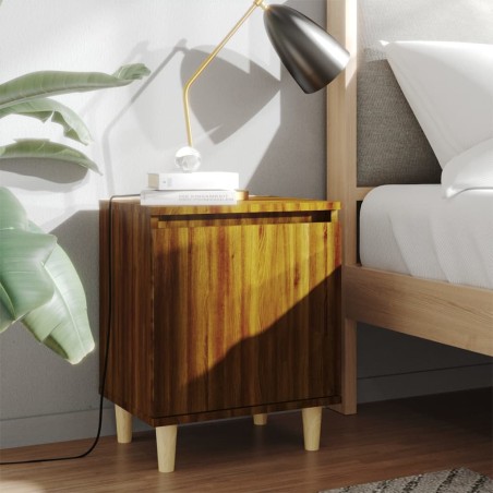 vidaXL Mesitas de noche 2 uds con patas madera marrón roble 40x30x50cm
