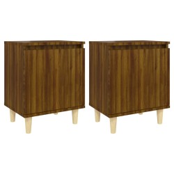 vidaXL Mesitas de noche 2 uds con patas madera marrón roble 40x30x50cm