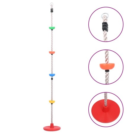 vidaXL Cuerda para trepar con plataformas y disco 200 cm