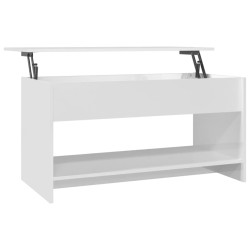 vidaXL Mesa de centro madera contrachapada blanco brillo 102x50x52,5cm