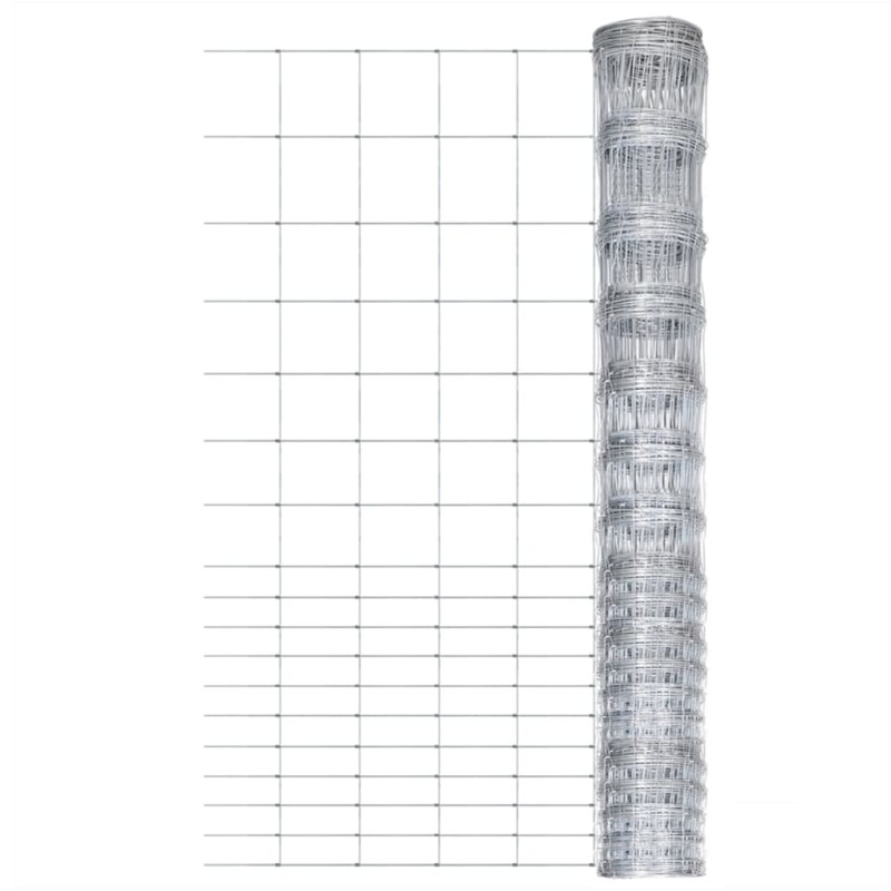 vidaXL Valla de jardín de acero galvanizado plateado 50x1,5 m