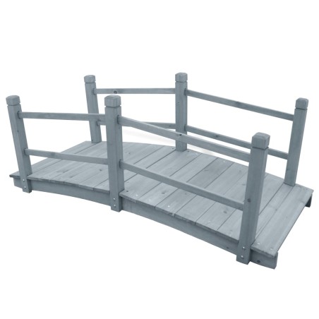 vidaXL Puente de jardín madera maciza de abeto gris 140x60x56 cm