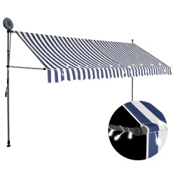 vidaXL Toldo manual retráctil con LED azul y blanco 350 cm