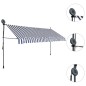 vidaXL Toldo manual retráctil con LED azul y blanco 350 cm vidaXL Toldo manual retráctil con LED azul y blanco 350 cm