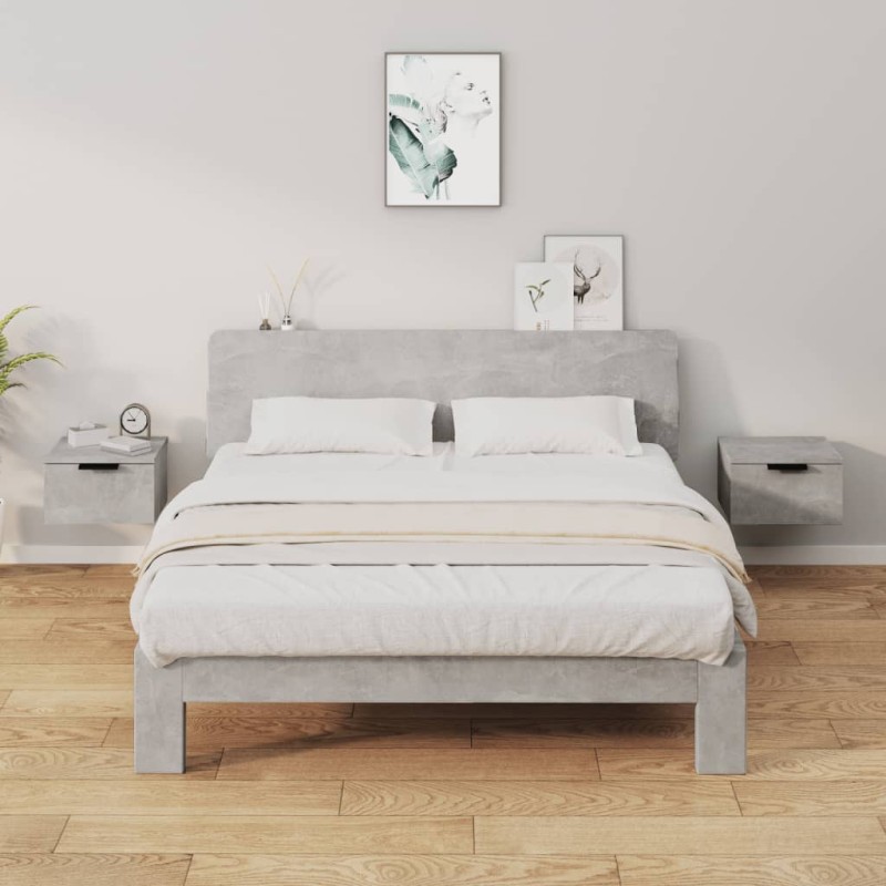 vidaXL Mesita de noche de pared 2 uds color gris hormigón 34x30x20 cm vidaXL Mesita de noche de pared 2 uds color gris hormigón 34x30x20 cm