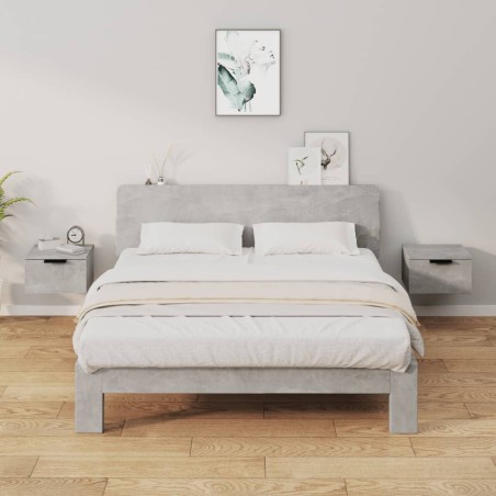 vidaXL Mesita de noche de pared 2 uds color gris hormigón 34x30x20 cm