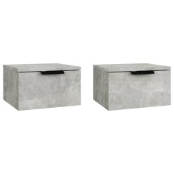 vidaXL Mesita de noche de pared 2 uds color gris hormigón 34x30x20 cm
