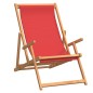 vidaXL Silla de playa plegable de madera maciza de teca rojo vidaXL Silla de playa plegable de madera maciza de teca rojo