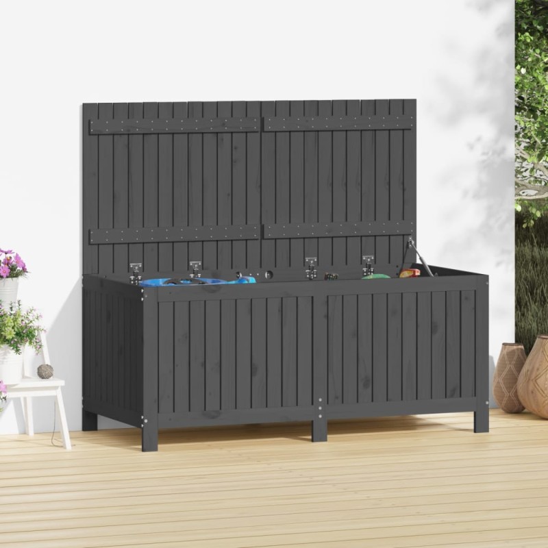 vidaXL Caja de almacenaje jardín madera de pino gris 147x68x64 cm