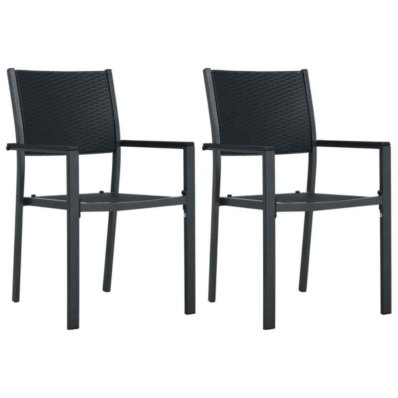 vidaXL Sillas de jardín 2 unidades plástico con aspecto de ratán negro vidaXL Sillas de jardín 2 unidades plástico con aspecto de ratán negro