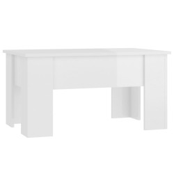 vidaXL Mesa de centro madera contrachapada blanco brillo 79x49x41 cm