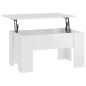 vidaXL Mesa de centro madera contrachapada blanco brillo 79x49x41 cm