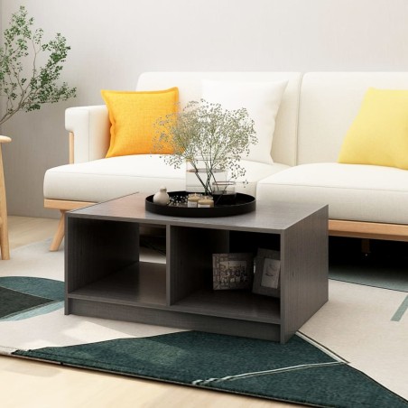 vidaXL Mesa de centro de madera maciza de pino gris 75x50x33,5 cm