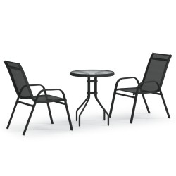 vidaXL Juego de bistro de jardín de 3 piezas negro