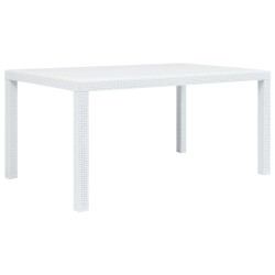 vidaXL Mesa de jardín plástico aspecto de ratán blanco 150x90x72 cm 