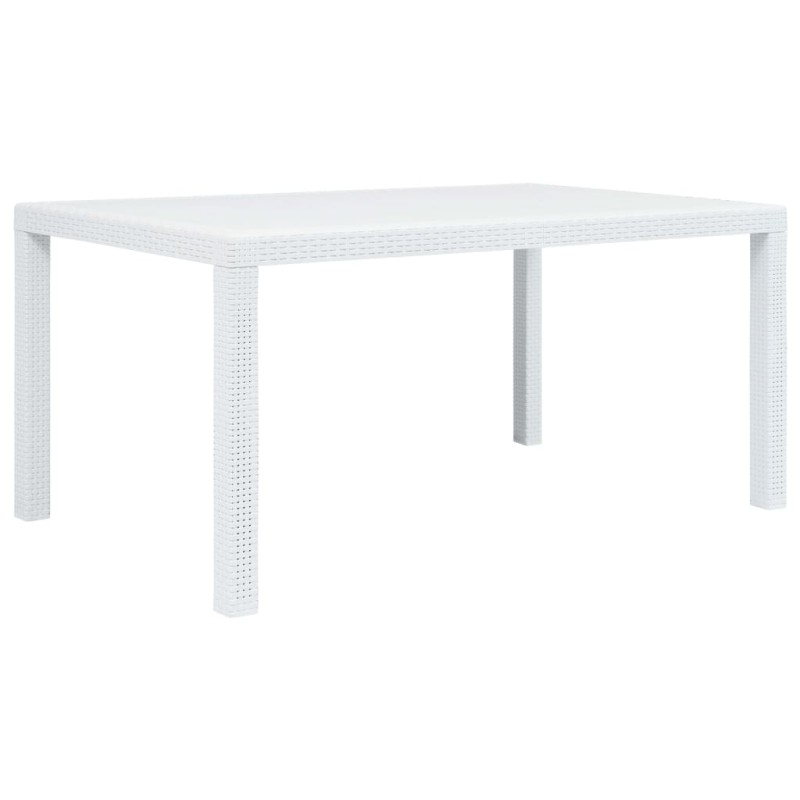 vidaXL Mesa de jardín plástico aspecto de ratán blanco 150x90x72 cm vidaXL Mesa de jardín plástico aspecto de ratán blanco 150x90x72 cm