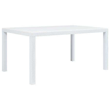 vidaXL Mesa de jardín plástico aspecto de ratán blanco 150x90x72 cm 