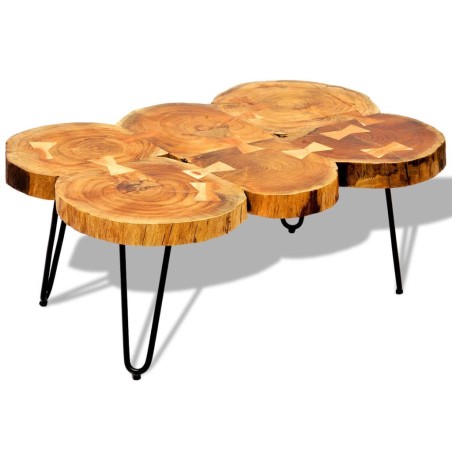 vidaXL Mesa de centro de 6 troncos madera maciza de sheesham 35 cm