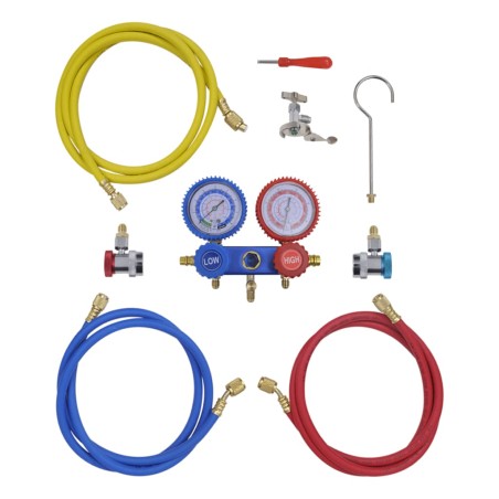 vidaXL Conjunto de herramientas de manómetro de 2 vías 