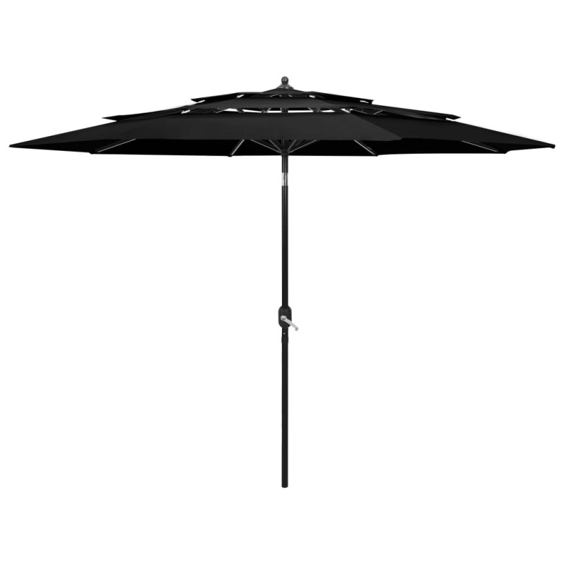 vidaXL Sombrilla de 3 niveles con poste de aluminio negra 3 m vidaXL Sombrilla de 3 niveles con poste de aluminio negra 3 m