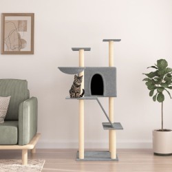 vidaXL Rascador para gatos con postes de sisal gris claro 143 cm