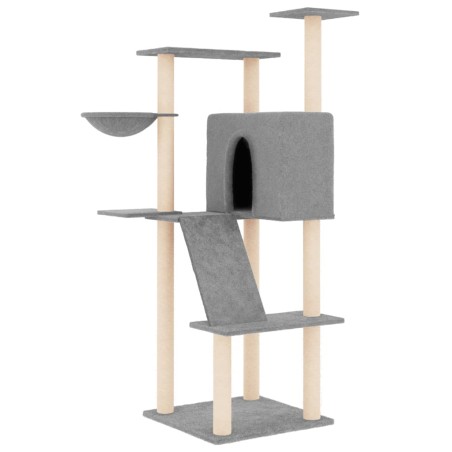 vidaXL Rascador para gatos con postes de sisal gris claro 143 cm