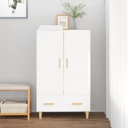 vidaXL Aparador de madera contrachapada blanco brillante 70x31x115cm