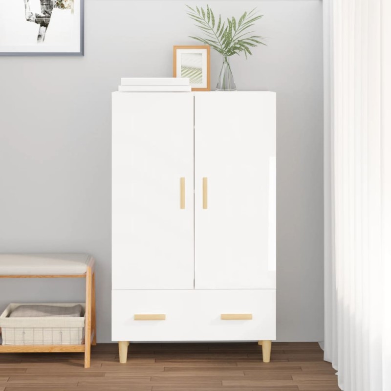 vidaXL Aparador de madera contrachapada blanco brillante 70x31x115cm vidaXL Aparador de madera contrachapada blanco brillante 70x31x115cm
