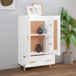 vidaXL Aparador de madera contrachapada blanco brillante 70x31x115cm