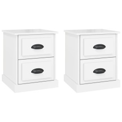 vidaXL Mesitas de noche 2 uds madera blanco brillante 39x39x47,5 cm